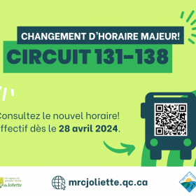 Transport régional : changements à l’horaire du circuit 131-138