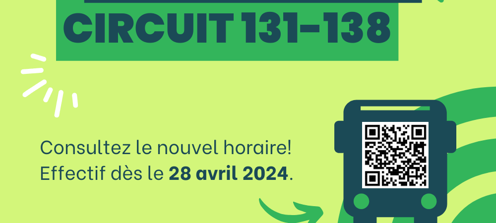 Transport régional : changements à l’horaire du circuit 131-138