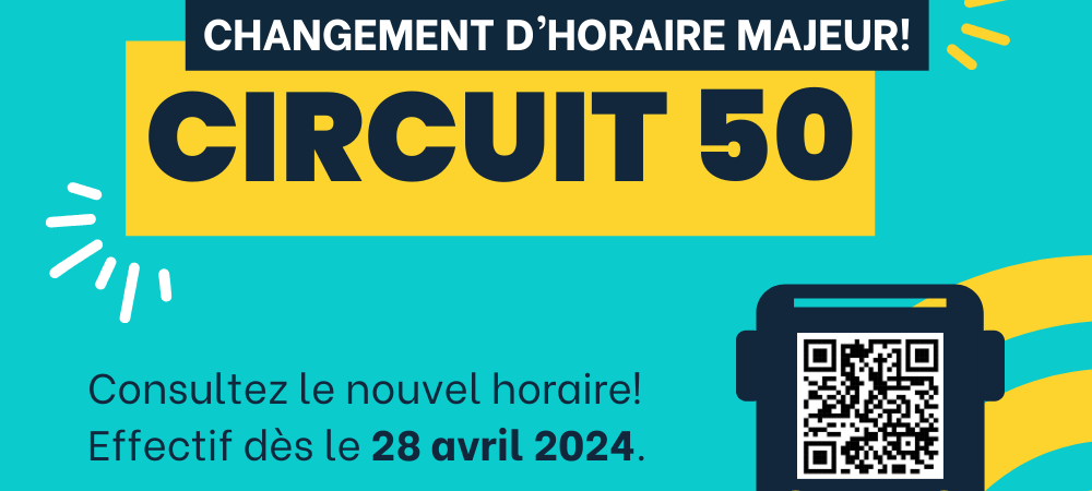 Transport régional : changements à l’horaire du circuit 50