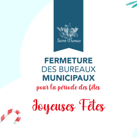 Fermeture des bureaux municipaux pour la période des fêtes